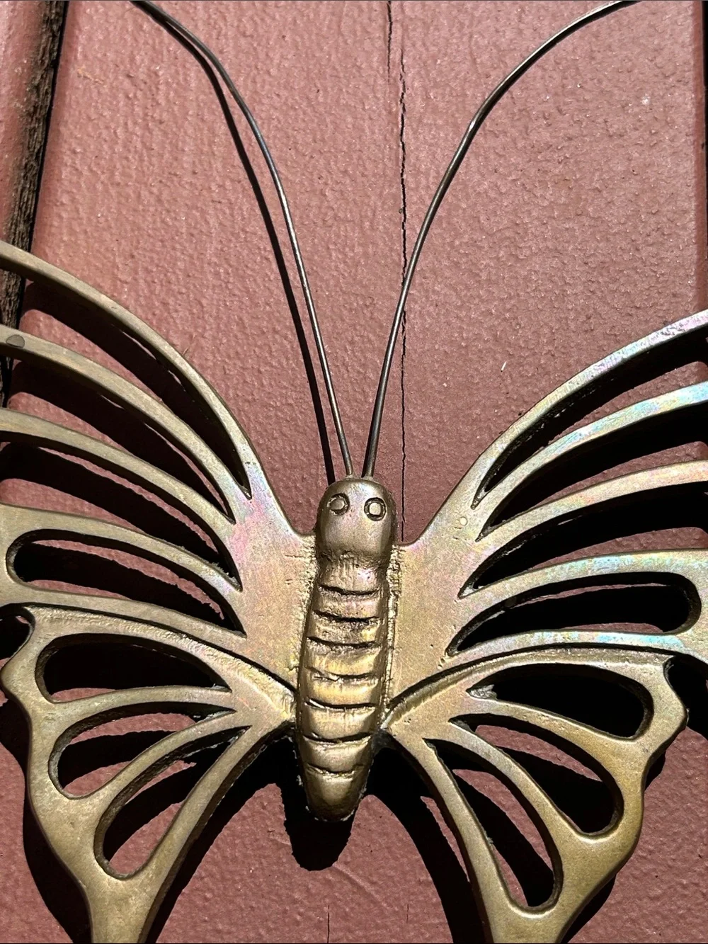 Vintage MCM Brass Butterfly Wall Decor Accent